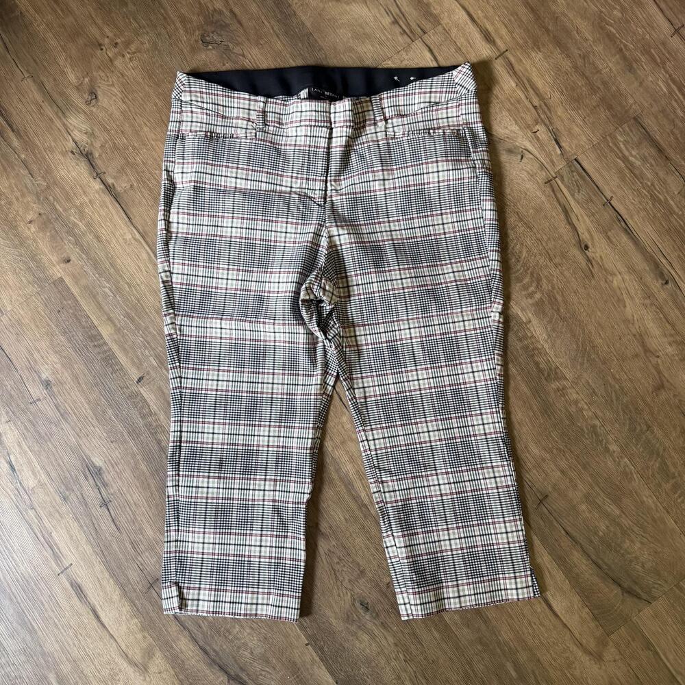 Lane Bryant Dress Pants Womens 20 Beige Plaid Straight Leg Workwear Career